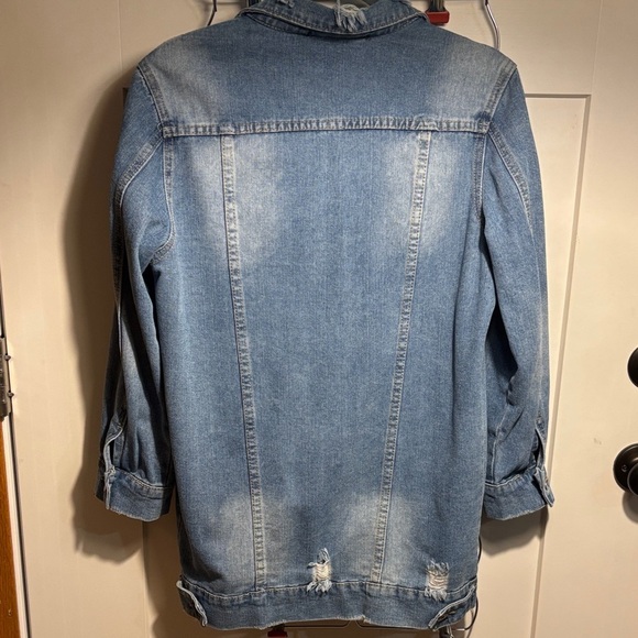 Zafsi Blings Distressed Long Denim Jacket - Picture 8 of 9